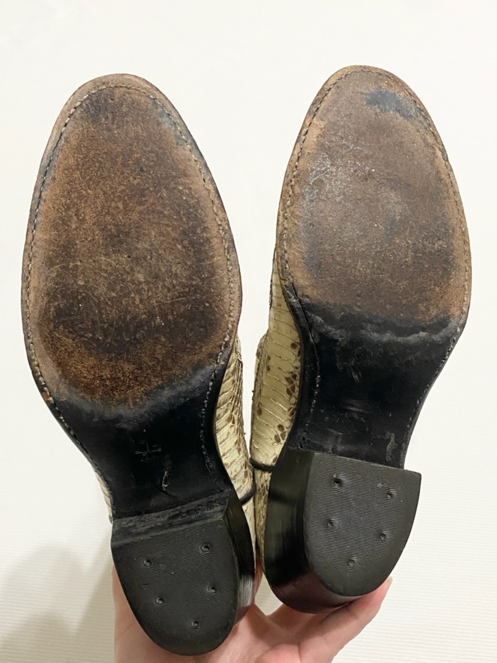 Dan Post Vintage Light Tan Snakeskin Leather Cowboy Boots - Picture 8 of 12